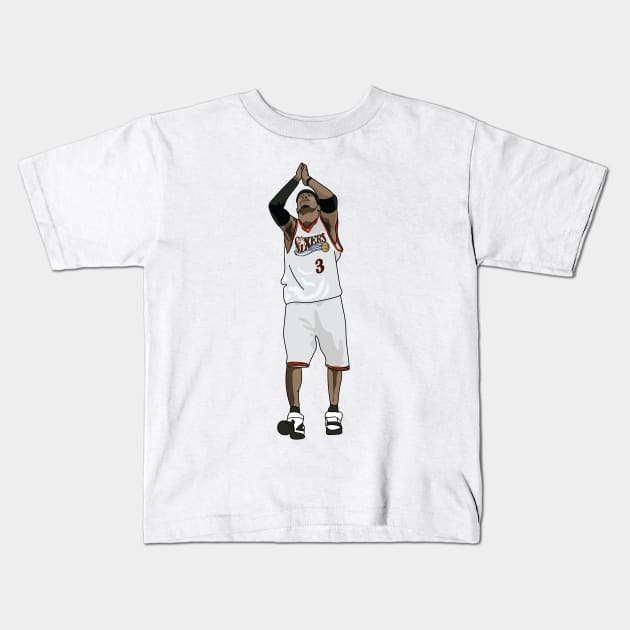 Allen Iverson Philadelphia 76ers Kids T-Shirt by xavierjfong